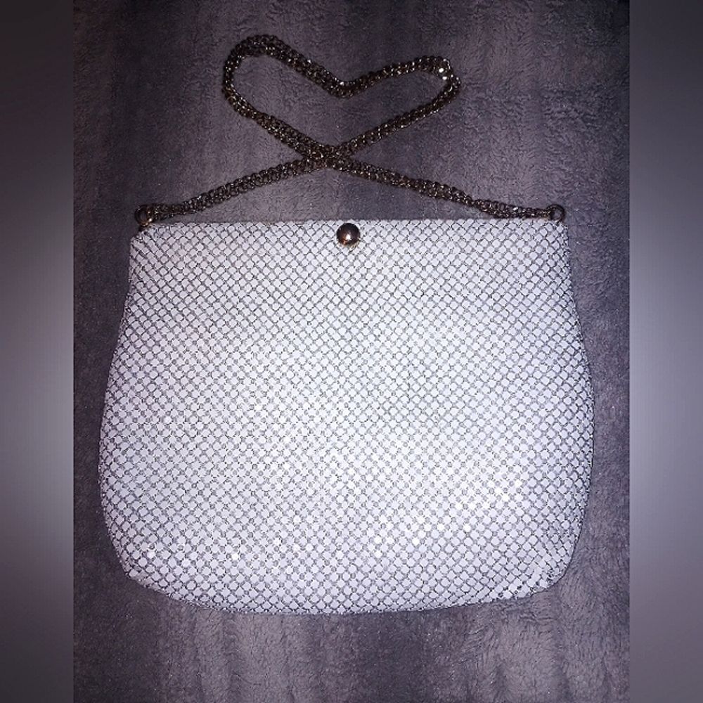 Vintage Whiting And Davis International White Mesh Purse Size 8x10 In